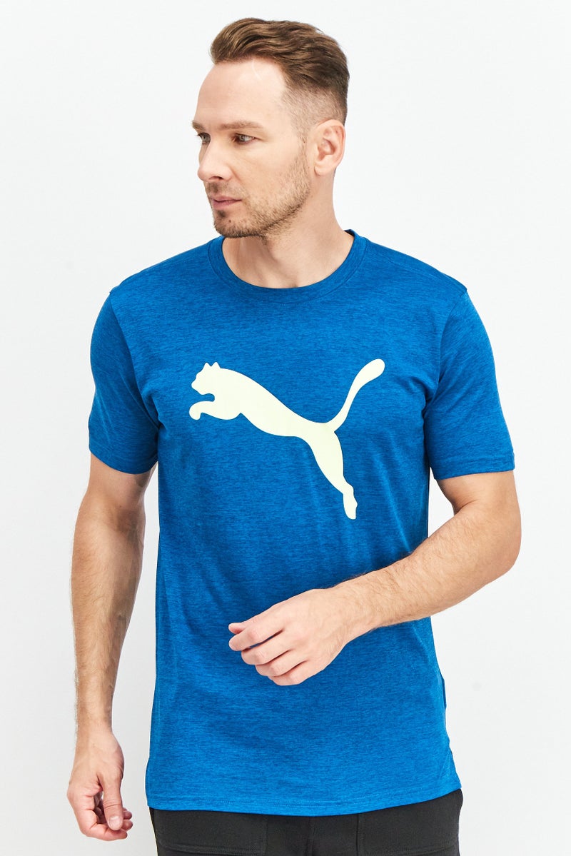 PUMA Men Regular Fit Short Sleeves Heather Cat Tee, Digi Blue - Image 1